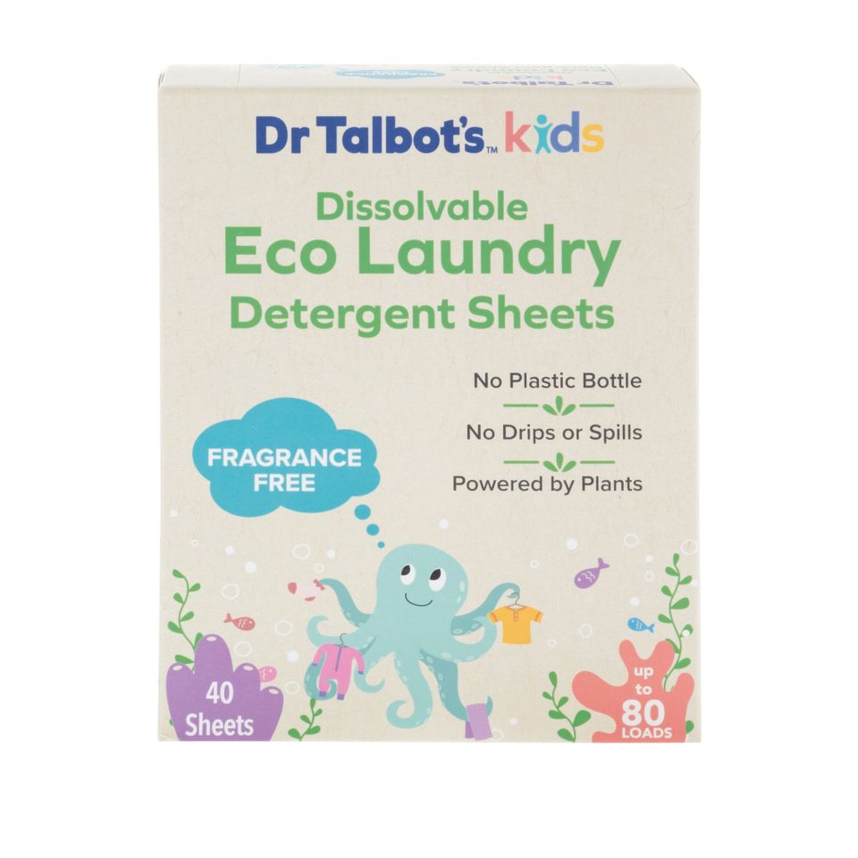 Dissolvable Eco Laundry Detergent Sheets for Kids | Fragrance Free (40-Count)